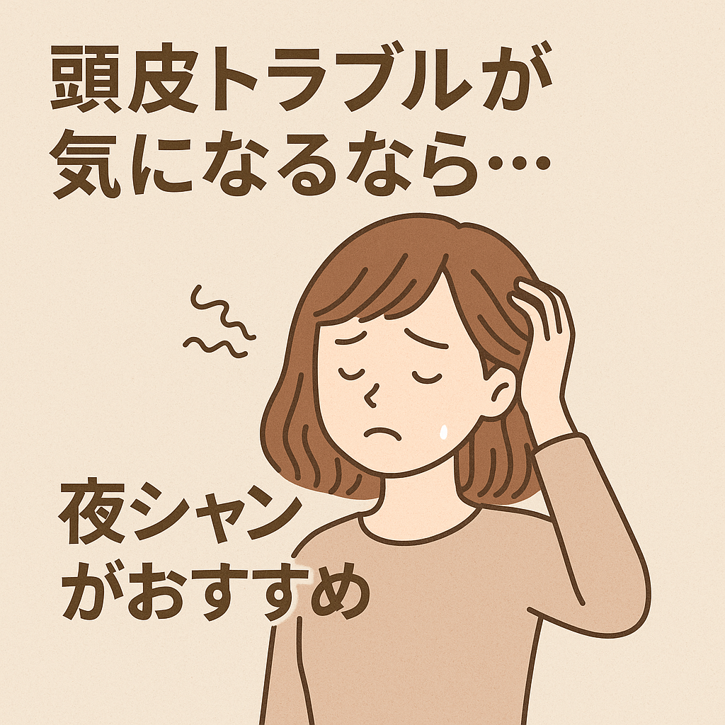 頭皮トラブルには必ず夜のシャンプーを