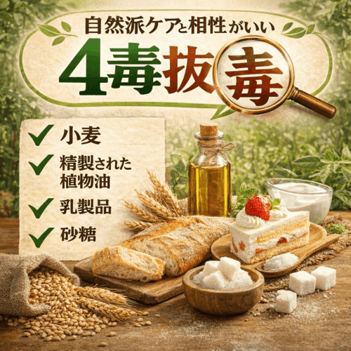 ４毒（小麦全般、白い砂糖、乳製品全般、植物油）抜き